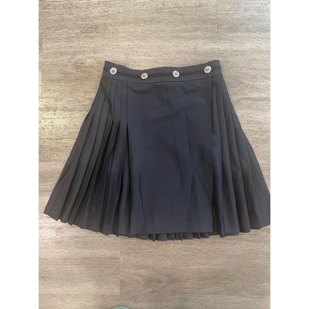 The‎ Kooples Navy Pleated Skirt With Embellished Buttons Size 34 - US size 0/2